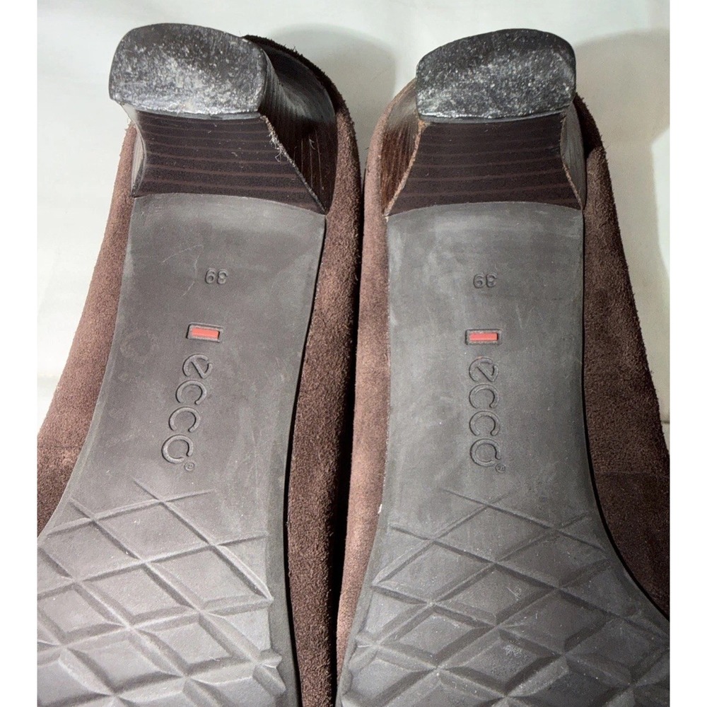 Ecco Pump Kitten Heels Buckle Nevada Pointed Toe Brown Suede Women's 39 US 8-8.5 - Picture 6 of 7